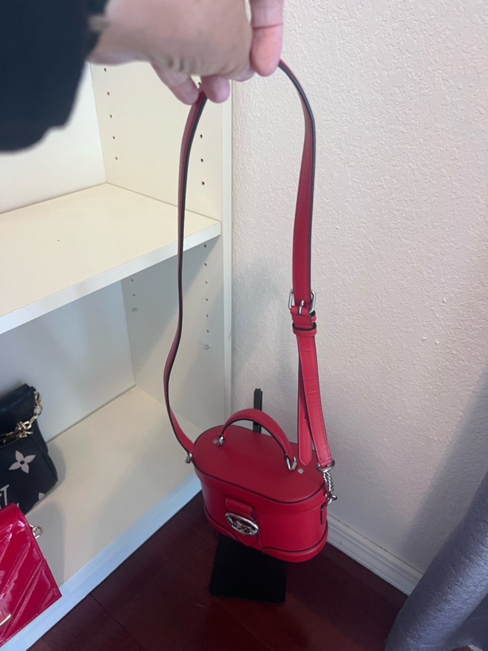 Coach Red Leather Vanity Satchel with Chain Strap - Picture 3 of 6